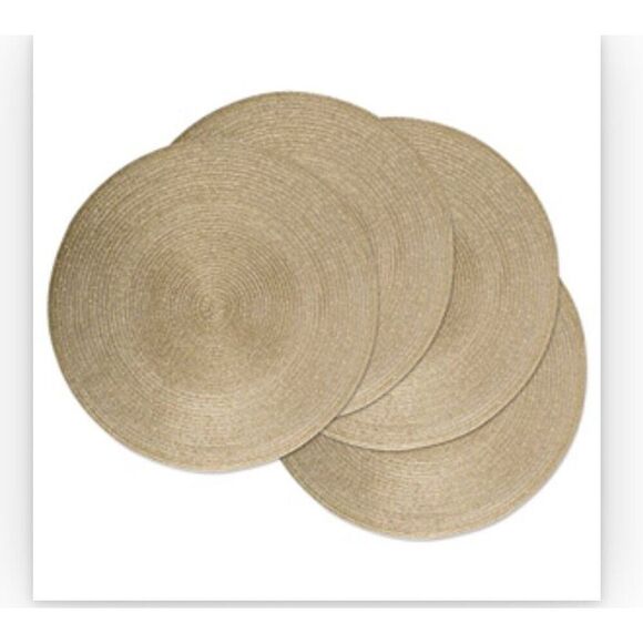 DII Woven Placemats Collection Metallic Round Placemat Set, 15" Gold, 4 Pi - Picture 1 of 2